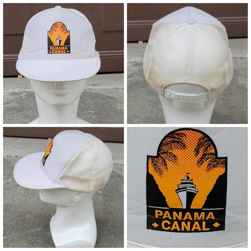 Vtg Panama Canal Trucker Hat w/Rope